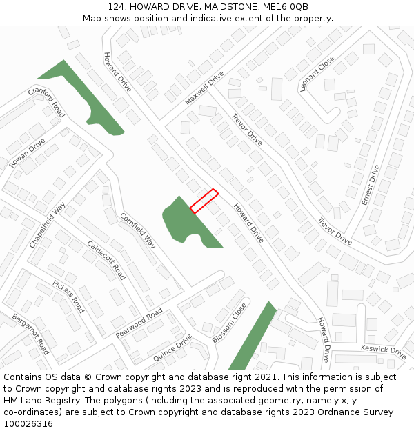 124, HOWARD DRIVE, MAIDSTONE, ME16 0QB: Location map and indicative extent of plot