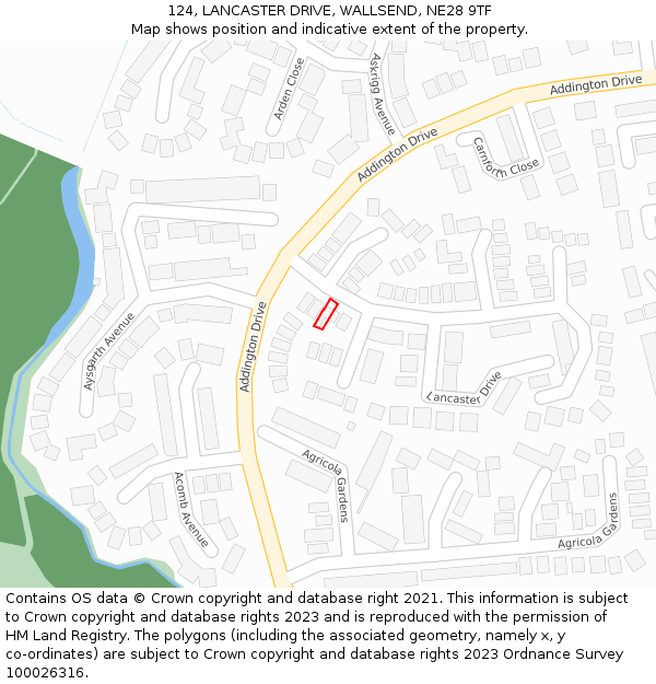 124, LANCASTER DRIVE, WALLSEND, NE28 9TF: Location map and indicative extent of plot