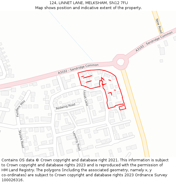 124, LINNET LANE, MELKSHAM, SN12 7FU: Location map and indicative extent of plot