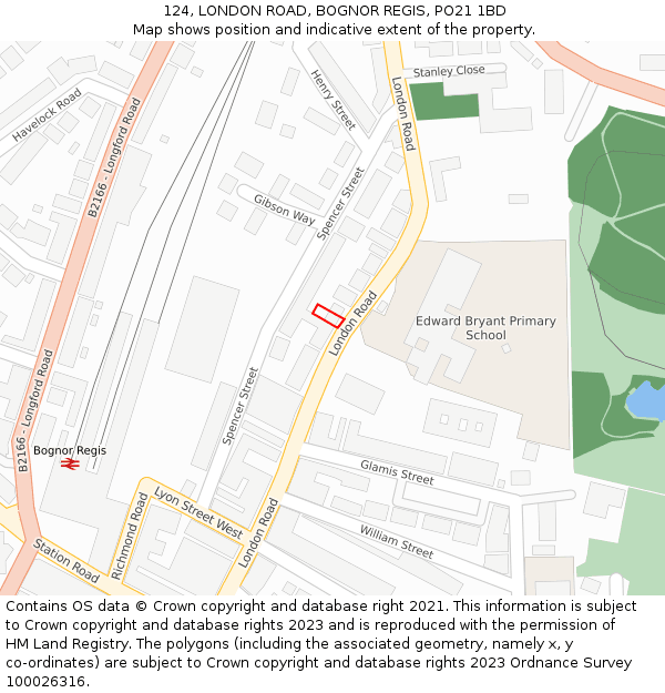 124, LONDON ROAD, BOGNOR REGIS, PO21 1BD: Location map and indicative extent of plot