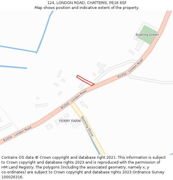 124, LONDON ROAD, CHATTERIS, PE16 6SF: Location map and indicative extent of plot