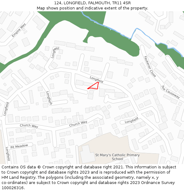 124, LONGFIELD, FALMOUTH, TR11 4SR: Location map and indicative extent of plot