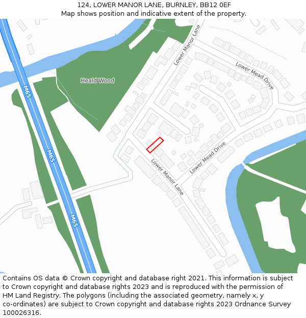 124, LOWER MANOR LANE, BURNLEY, BB12 0EF: Location map and indicative extent of plot