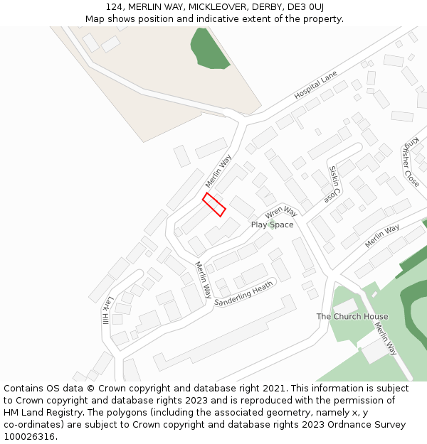 124, MERLIN WAY, MICKLEOVER, DERBY, DE3 0UJ: Location map and indicative extent of plot