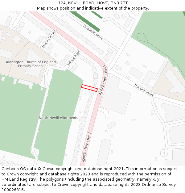 124, NEVILL ROAD, HOVE, BN3 7BT: Location map and indicative extent of plot