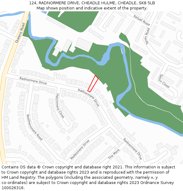 124, RADNORMERE DRIVE, CHEADLE HULME, CHEADLE, SK8 5LB: Location map and indicative extent of plot