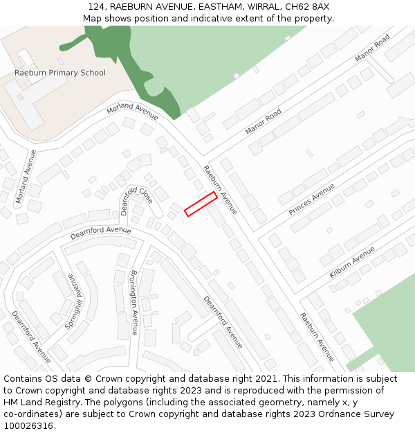 124, RAEBURN AVENUE, EASTHAM, WIRRAL, CH62 8AX: Location map and indicative extent of plot