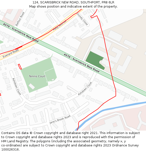 124, SCARISBRICK NEW ROAD, SOUTHPORT, PR8 6LR: Location map and indicative extent of plot