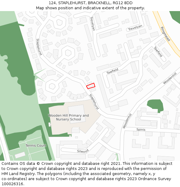 124, STAPLEHURST, BRACKNELL, RG12 8DD: Location map and indicative extent of plot