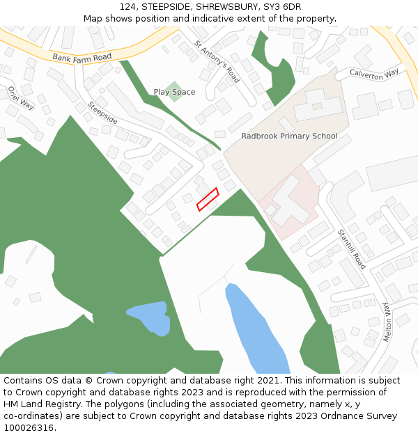 124, STEEPSIDE, SHREWSBURY, SY3 6DR: Location map and indicative extent of plot