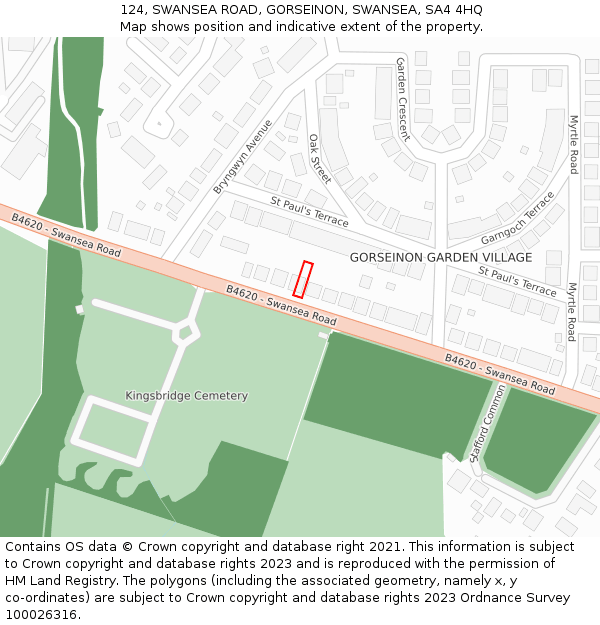 124, SWANSEA ROAD, GORSEINON, SWANSEA, SA4 4HQ: Location map and indicative extent of plot