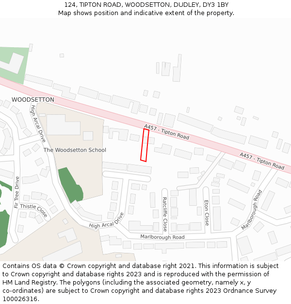 124, TIPTON ROAD, WOODSETTON, DUDLEY, DY3 1BY: Location map and indicative extent of plot