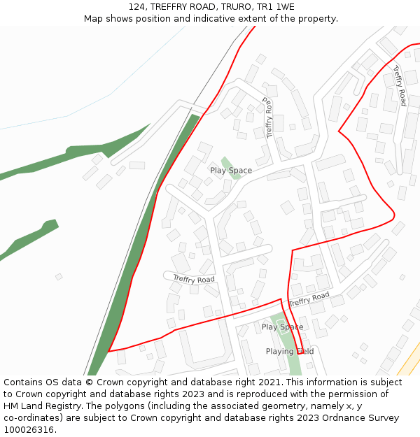 124, TREFFRY ROAD, TRURO, TR1 1WE: Location map and indicative extent of plot