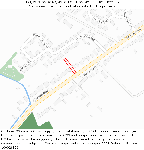 124, WESTON ROAD, ASTON CLINTON, AYLESBURY, HP22 5EP: Location map and indicative extent of plot