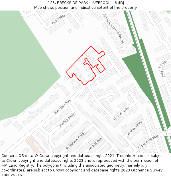 125, BRECKSIDE PARK, LIVERPOOL, L6 4DJ: Location map and indicative extent of plot