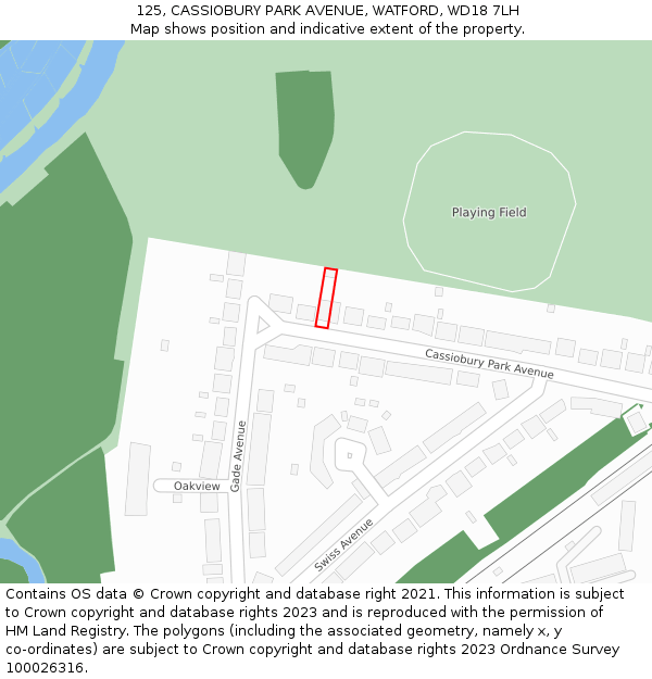 125, CASSIOBURY PARK AVENUE, WATFORD, WD18 7LH: Location map and indicative extent of plot