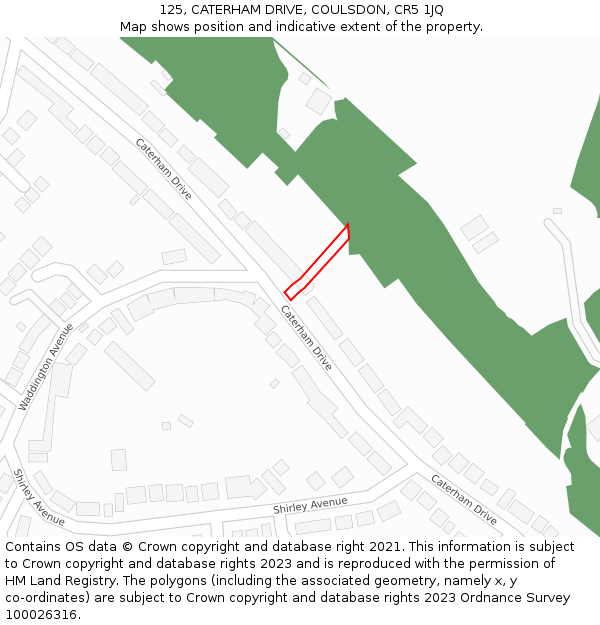 125, CATERHAM DRIVE, COULSDON, CR5 1JQ: Location map and indicative extent of plot