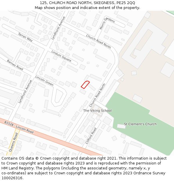 125, CHURCH ROAD NORTH, SKEGNESS, PE25 2QQ: Location map and indicative extent of plot