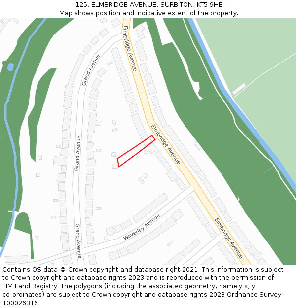 125, ELMBRIDGE AVENUE, SURBITON, KT5 9HE: Location map and indicative extent of plot