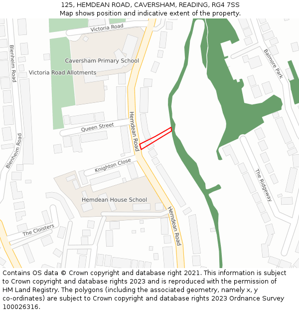 125, HEMDEAN ROAD, CAVERSHAM, READING, RG4 7SS: Location map and indicative extent of plot