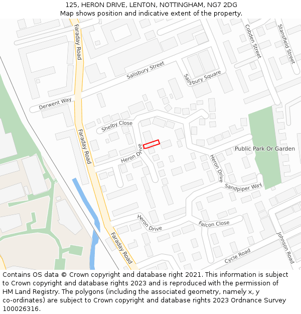 125, HERON DRIVE, LENTON, NOTTINGHAM, NG7 2DG: Location map and indicative extent of plot