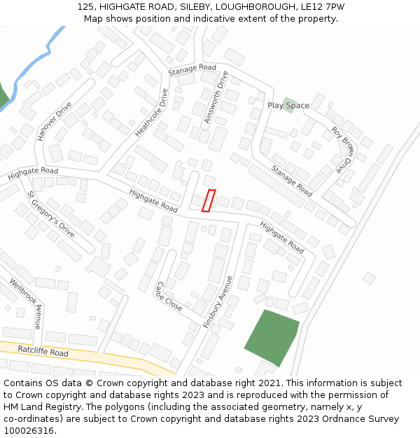 125, HIGHGATE ROAD, SILEBY, LOUGHBOROUGH, LE12 7PW: Location map and indicative extent of plot