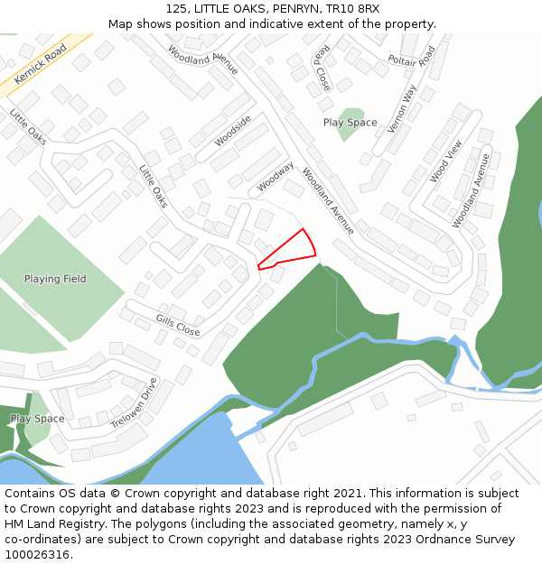 125, LITTLE OAKS, PENRYN, TR10 8RX: Location map and indicative extent of plot