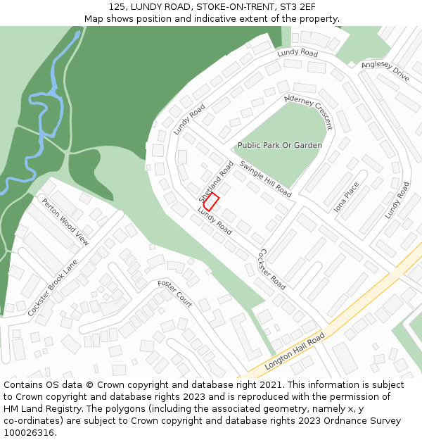 125, LUNDY ROAD, STOKE-ON-TRENT, ST3 2EF: Location map and indicative extent of plot