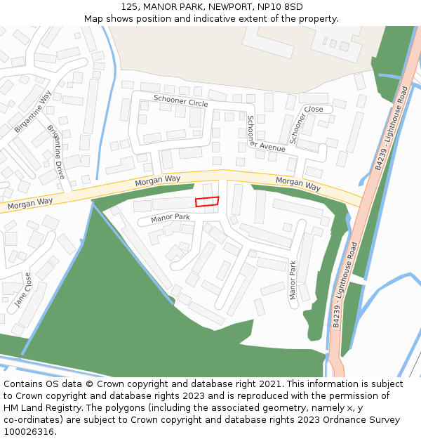 125, MANOR PARK, NEWPORT, NP10 8SD: Location map and indicative extent of plot