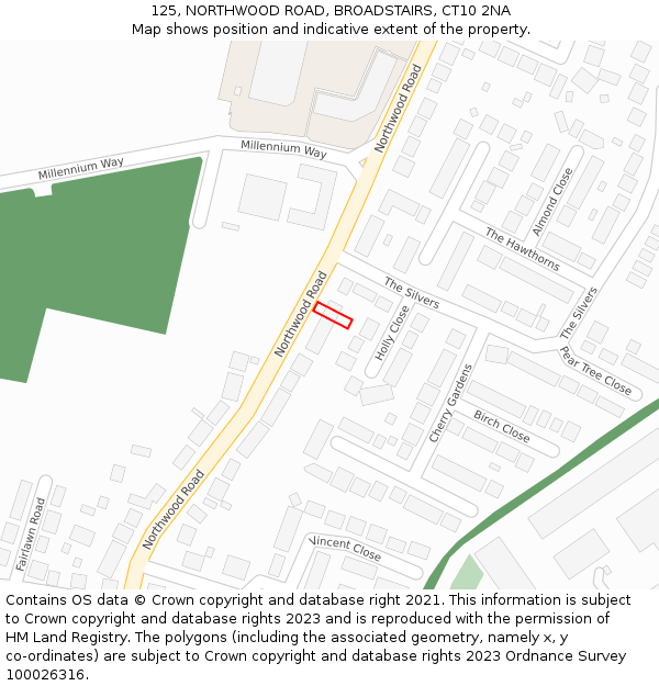 125, NORTHWOOD ROAD, BROADSTAIRS, CT10 2NA: Location map and indicative extent of plot