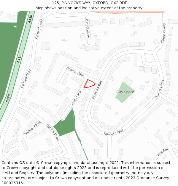 125, PINNOCKS WAY, OXFORD, OX2 9DE: Location map and indicative extent of plot