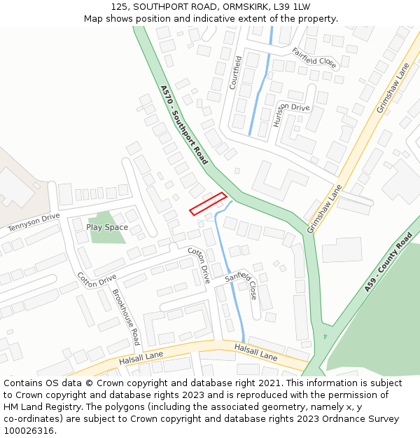 125, SOUTHPORT ROAD, ORMSKIRK, L39 1LW: Location map and indicative extent of plot