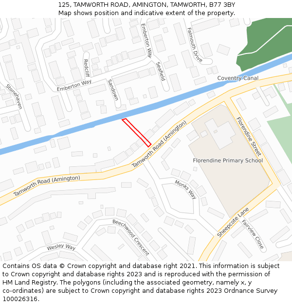 125, TAMWORTH ROAD, AMINGTON, TAMWORTH, B77 3BY: Location map and indicative extent of plot