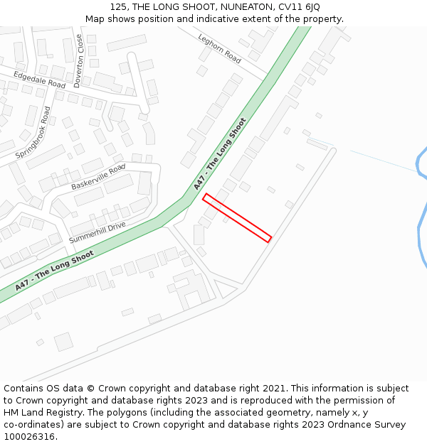 125, THE LONG SHOOT, NUNEATON, CV11 6JQ: Location map and indicative extent of plot