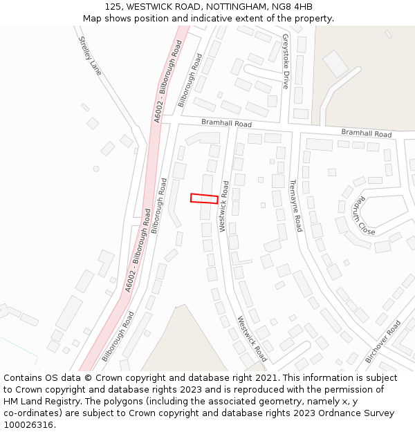 125, WESTWICK ROAD, NOTTINGHAM, NG8 4HB: Location map and indicative extent of plot