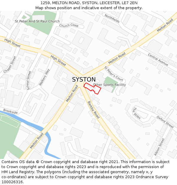 1259, MELTON ROAD, SYSTON, LEICESTER, LE7 2EN: Location map and indicative extent of plot