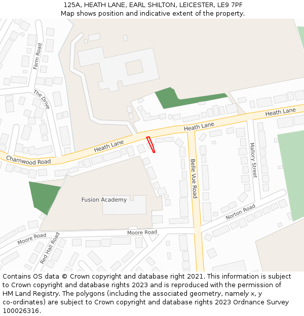 125A, HEATH LANE, EARL SHILTON, LEICESTER, LE9 7PF: Location map and indicative extent of plot