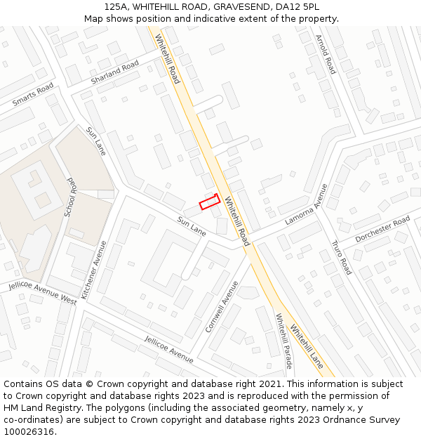 125A, WHITEHILL ROAD, GRAVESEND, DA12 5PL: Location map and indicative extent of plot