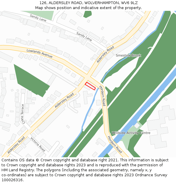 126, ALDERSLEY ROAD, WOLVERHAMPTON, WV6 9LZ: Location map and indicative extent of plot