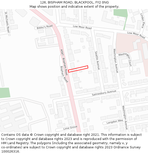 126, BISPHAM ROAD, BLACKPOOL, FY2 0NG: Location map and indicative extent of plot