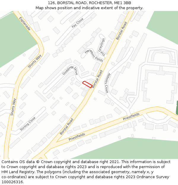 126, BORSTAL ROAD, ROCHESTER, ME1 3BB: Location map and indicative extent of plot