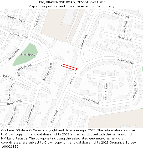 126, BRASENOSE ROAD, DIDCOT, OX11 7BS: Location map and indicative extent of plot