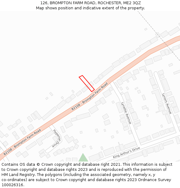 126, BROMPTON FARM ROAD, ROCHESTER, ME2 3QZ: Location map and indicative extent of plot