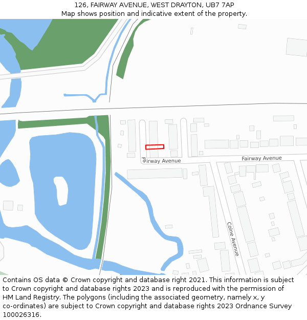 126, FAIRWAY AVENUE, WEST DRAYTON, UB7 7AP: Location map and indicative extent of plot