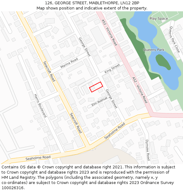 126, GEORGE STREET, MABLETHORPE, LN12 2BP: Location map and indicative extent of plot