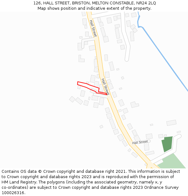 126, HALL STREET, BRISTON, MELTON CONSTABLE, NR24 2LQ: Location map and indicative extent of plot