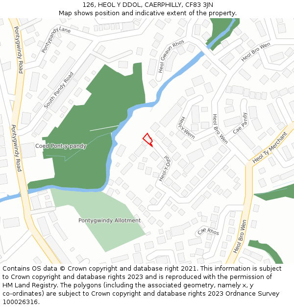 126, HEOL Y DDOL, CAERPHILLY, CF83 3JN: Location map and indicative extent of plot