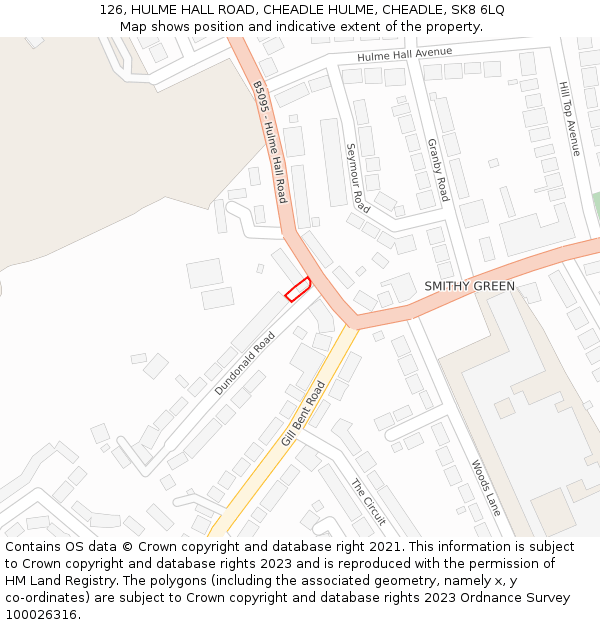 126, HULME HALL ROAD, CHEADLE HULME, CHEADLE, SK8 6LQ: Location map and indicative extent of plot