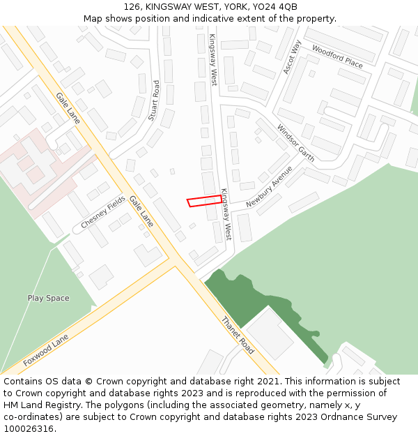126, KINGSWAY WEST, YORK, YO24 4QB: Location map and indicative extent of plot