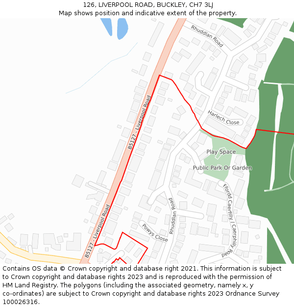 126, LIVERPOOL ROAD, BUCKLEY, CH7 3LJ: Location map and indicative extent of plot